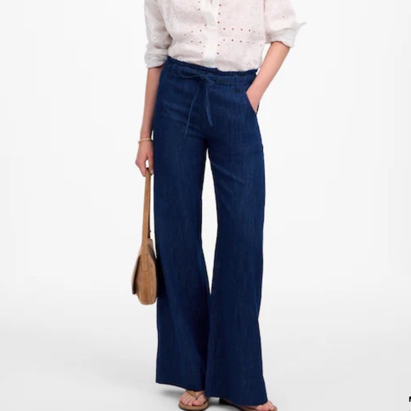 Madewell The Denim Pull-On Wide-Leg Pant bright rinse wash - Picture 1 of 5
